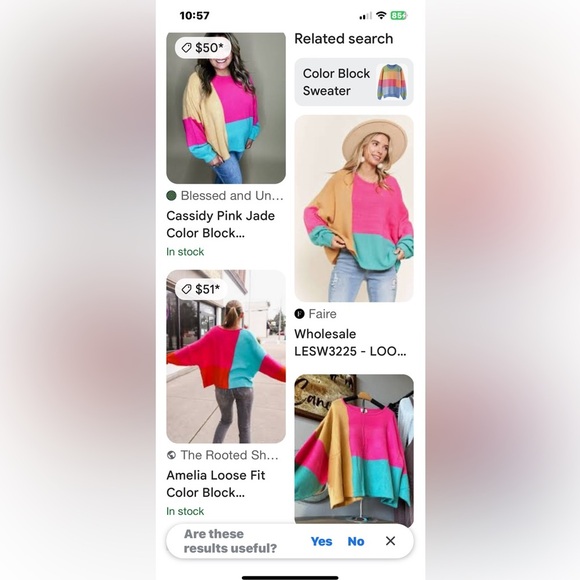 Adora Color Block Sweater - Pink, Blue, Yellow Size Medium - Picture 4 of 10